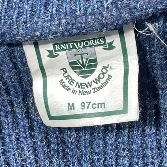 Knit Works Vest Men M Blue Pure New Wool Full Zip Sleeveless Made in New Zealand - Picture 2 of 7